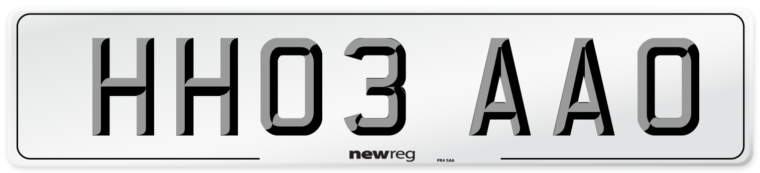 HH03 AAO Number Plate from New Reg